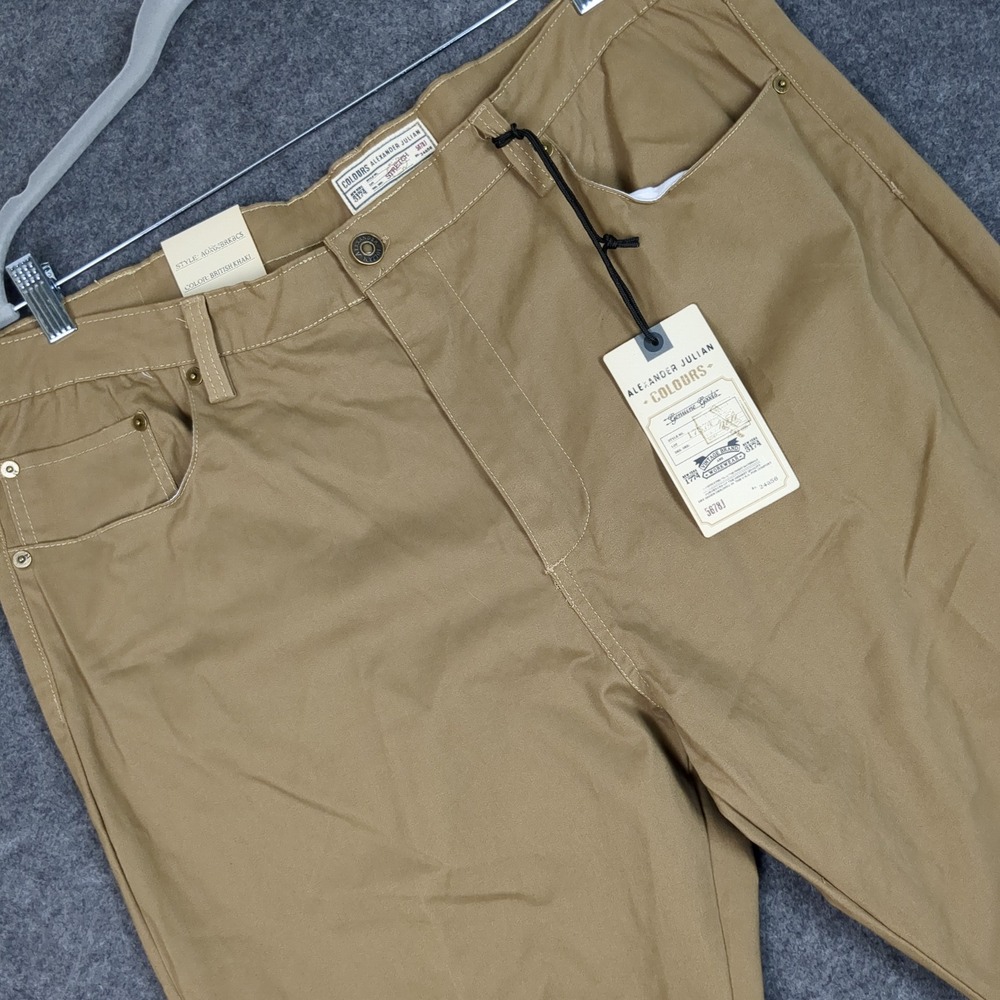 Alexander Julian‎ Colours Mens British Khaki Stretch Regular Fit Pants 42x30 NEW